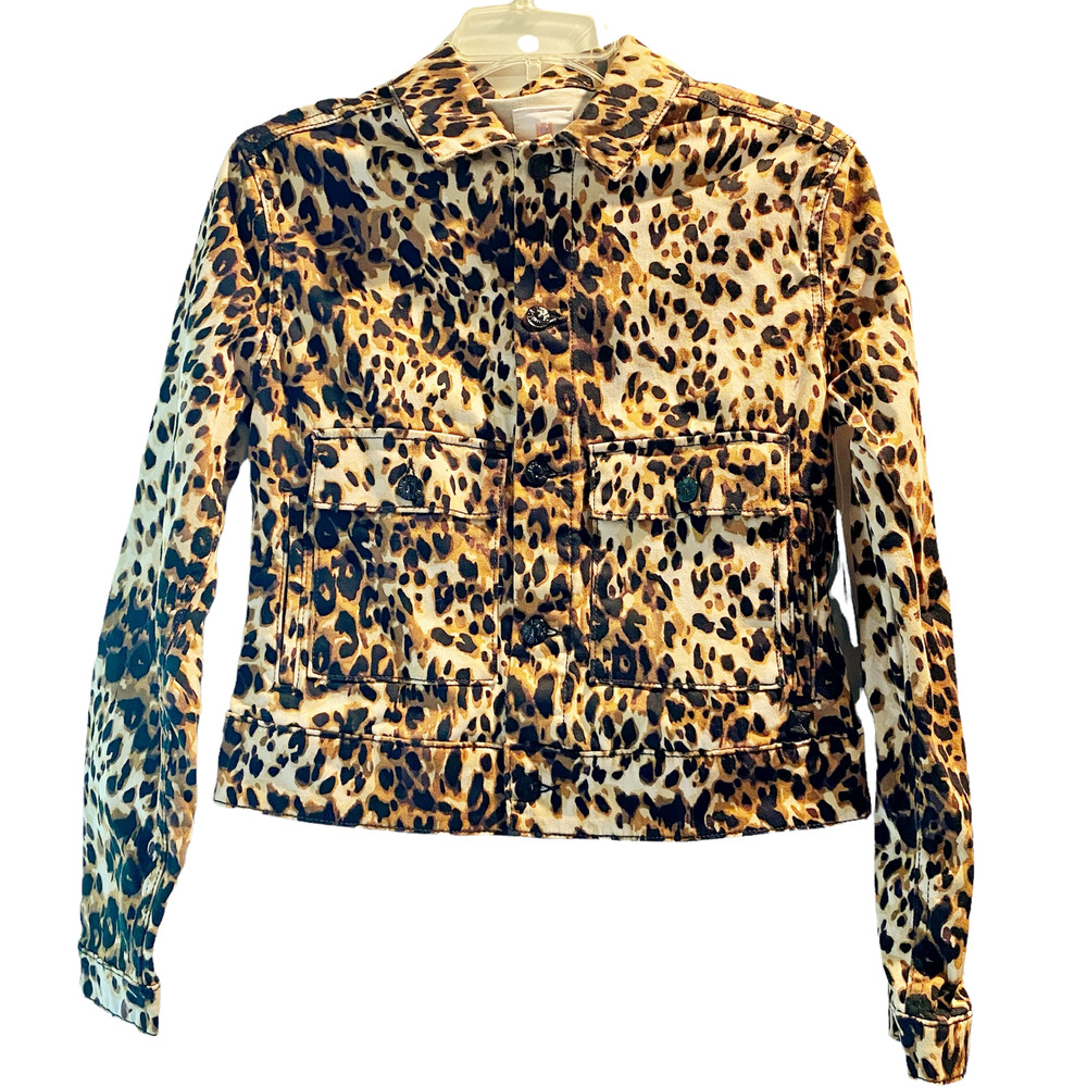 LulaRoe Kenny Leopard Print Button Up Jacket Womens Size XS Cotton